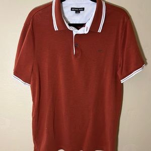 MK burnt orange polo with white stripe collar Large